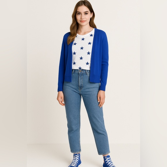 Talbots Plus Royal Blue Cotton Blend 3/4 Sleeve Cardigan Sz X NWT - Picture 1 of 10